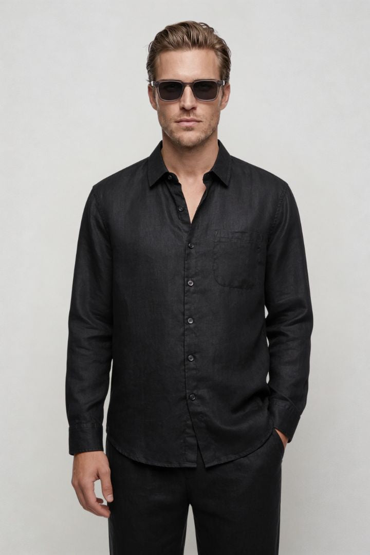 Santino Linen Resort Set - Black