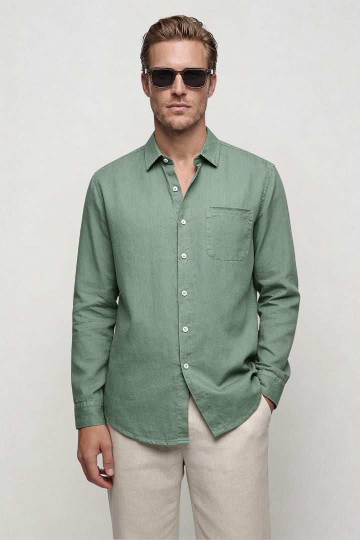 Santino Linen Resort Set - Sage Green