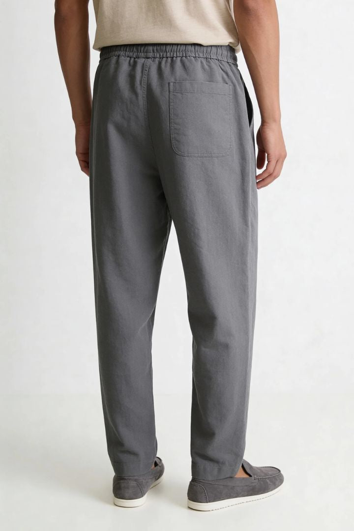 Thierry Straight Linen Trousers - Grey