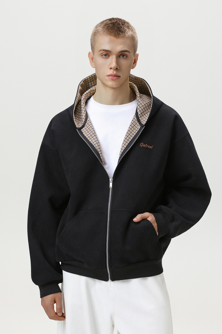 Union Cotton Zip Hoodie - Black