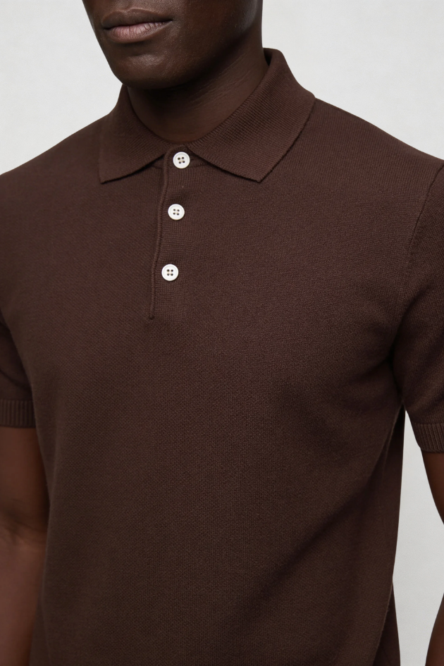 Rylan Knit Polo - Brown