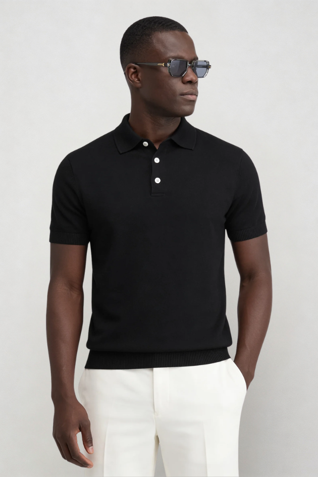 Rylan Knit Polo - Black