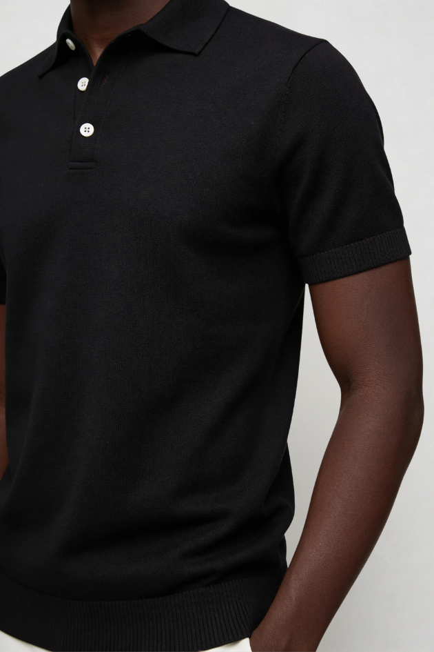 Rylan Knit Polo - Black