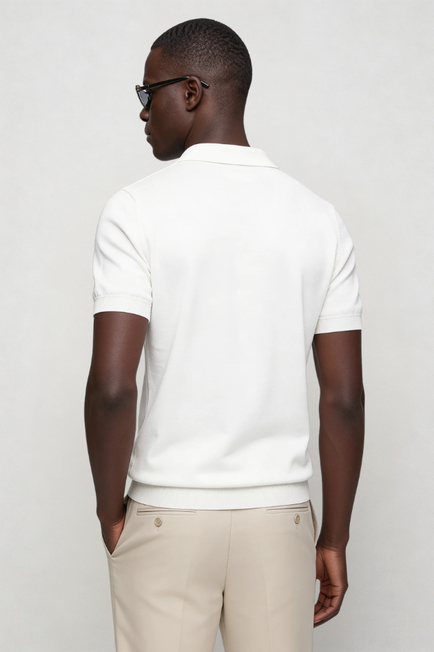 Rylan Knit Polo - White