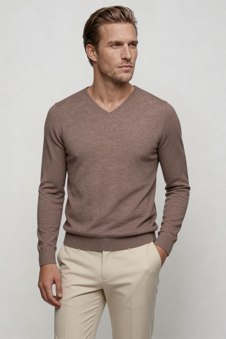 Tavero V-Neck Knit - Taupe