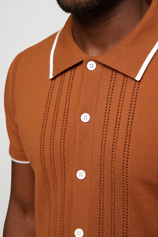 Marquez Knit Button Shirt - Brown