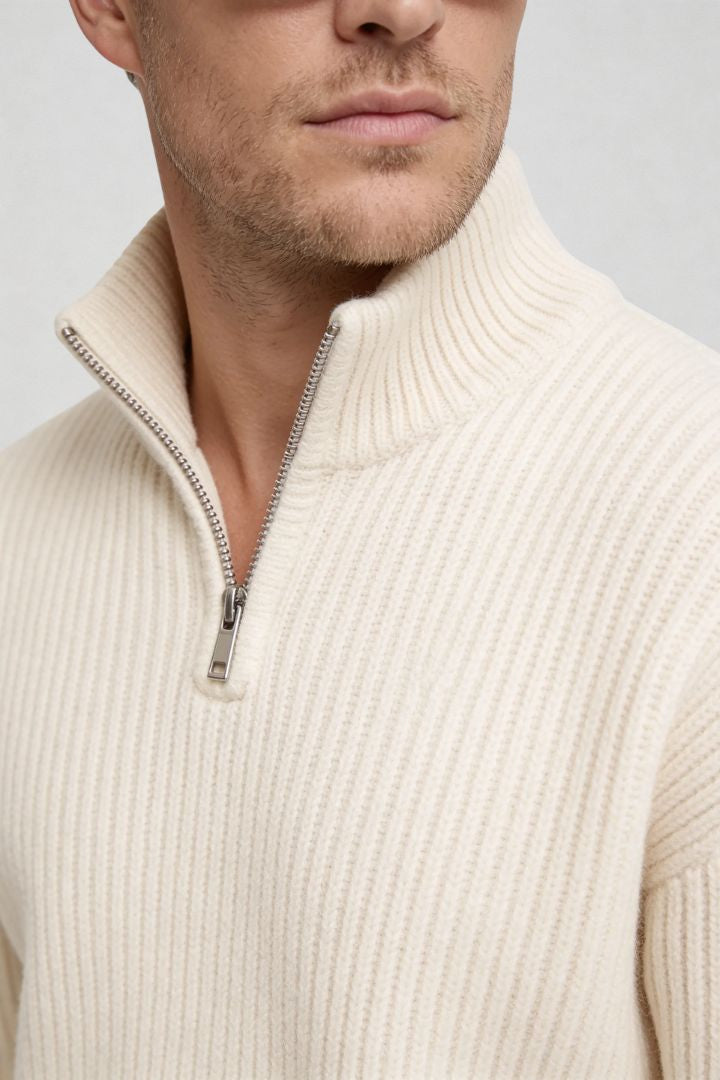 Mason Quarter-Zip Sweater - Beige