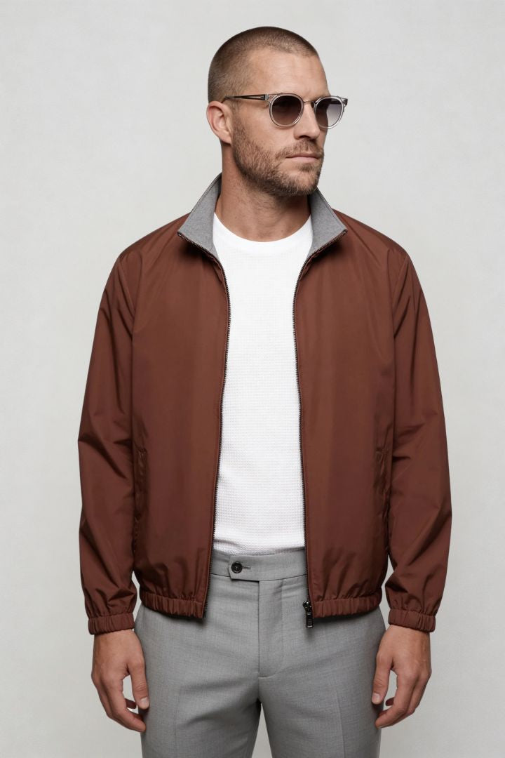 Harlan Lightweight Reversible Jacket - Cognac Brown