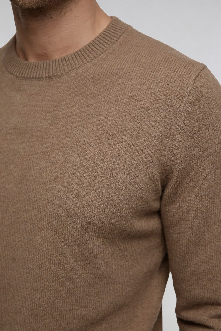 Theo Wool Crew Neck Sweater - Brown