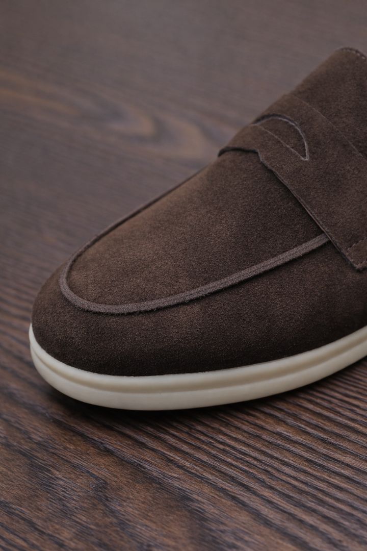 Valerio Refined Suede Penny Loafers - Brown