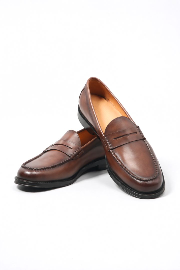Sandro Leather Penny Loafers - Brown