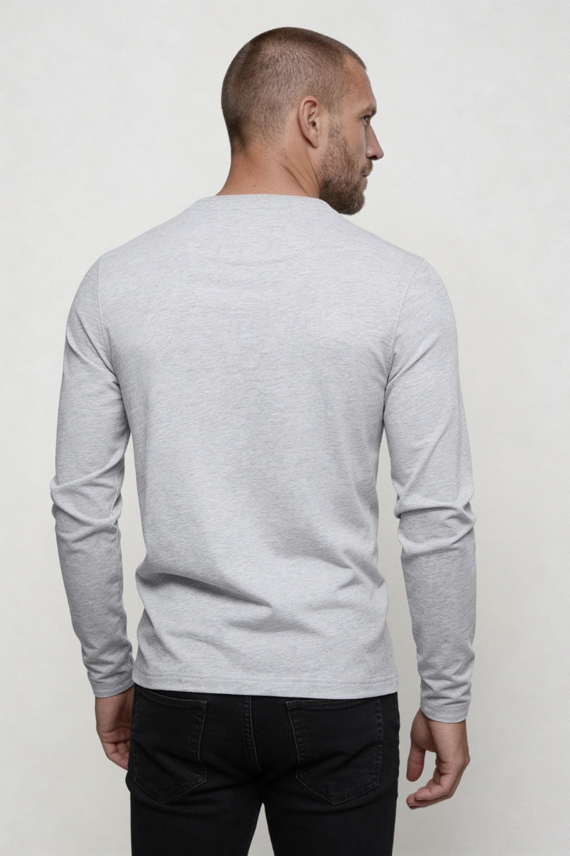 Wesley Cotton Henley Long Sleeve Shirt - Soft Grey