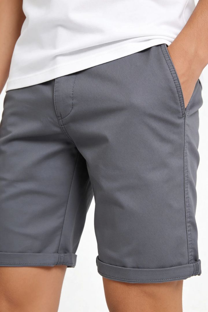 Adriano Cotton Chino Shorts - Slate Grey