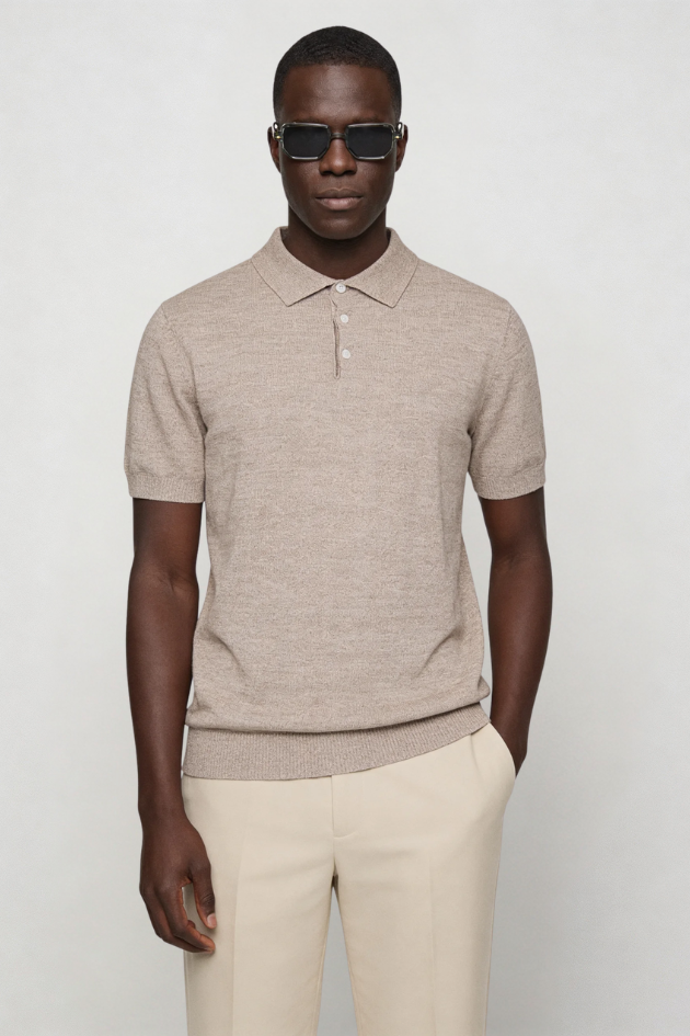 Rylan Knit Polo - Beige