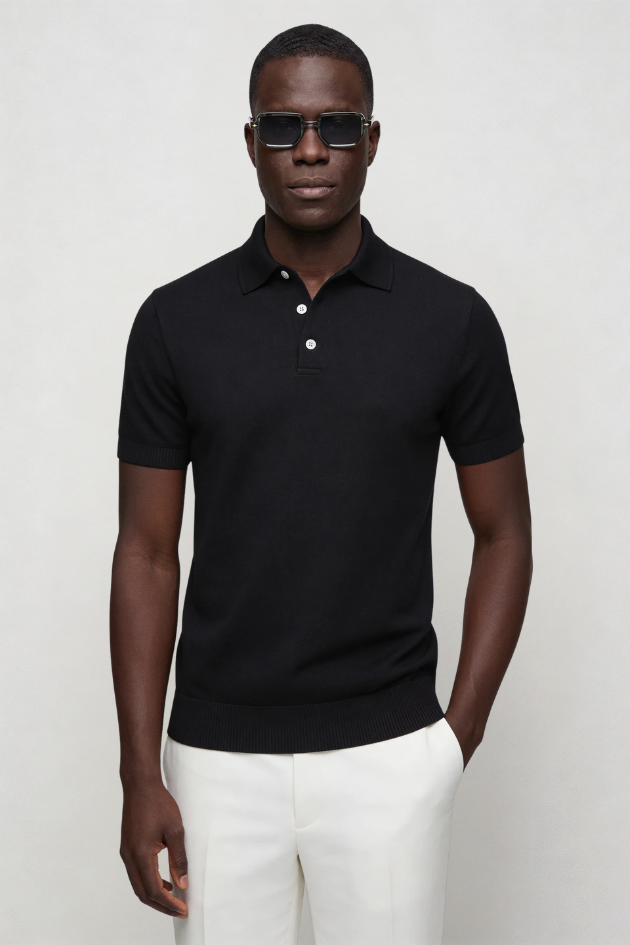 Rylan Knit Polo - Black