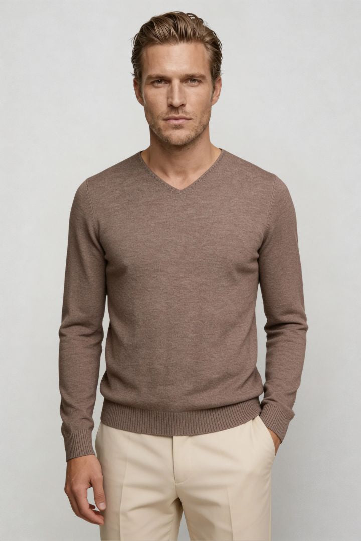 Tavero V-Neck Knit - Taupe