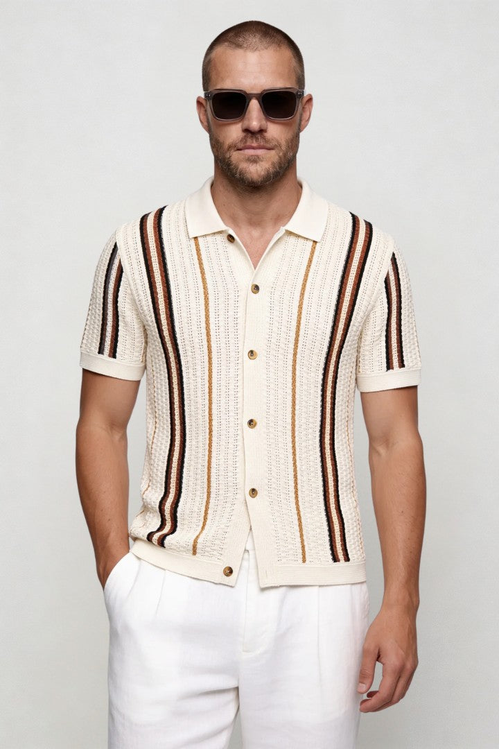Noah Textured Knit Shirt - Ivory