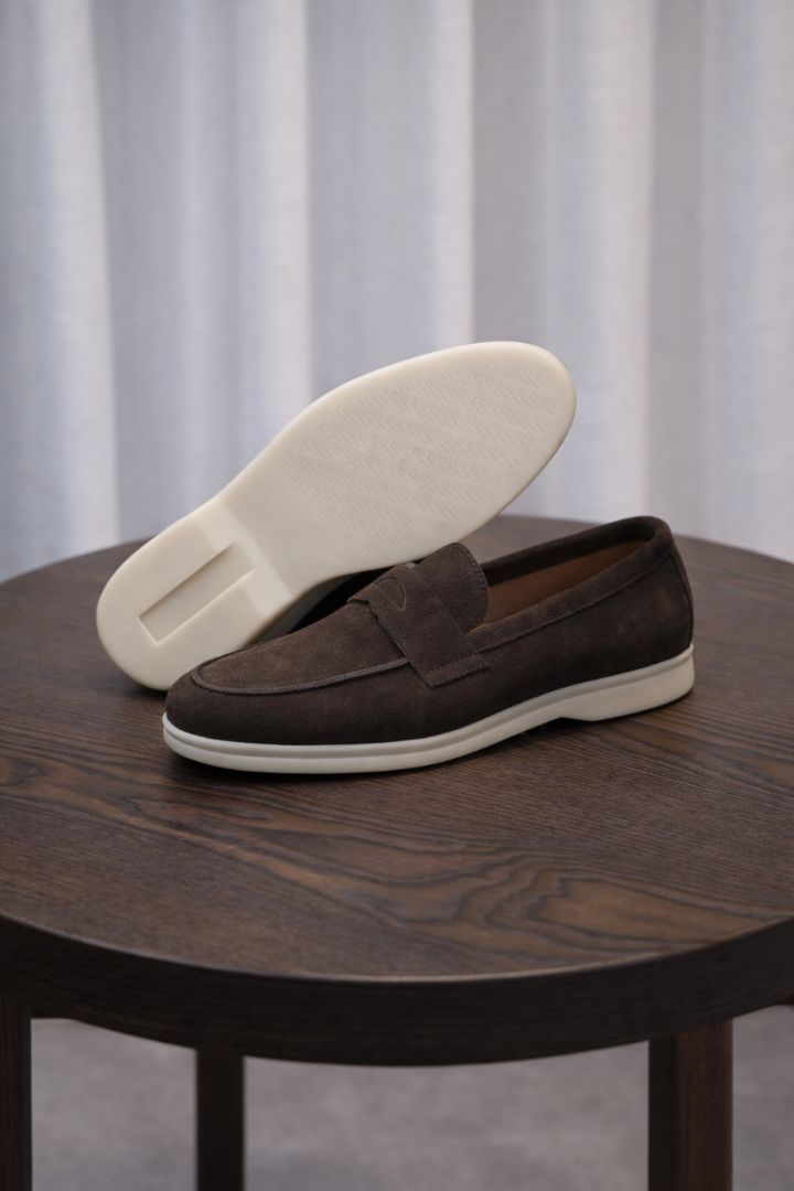 Valerio Refined Suede Penny Loafers - Brown