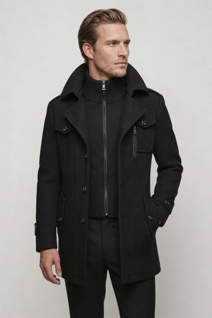 Wellington Overcoat - Black