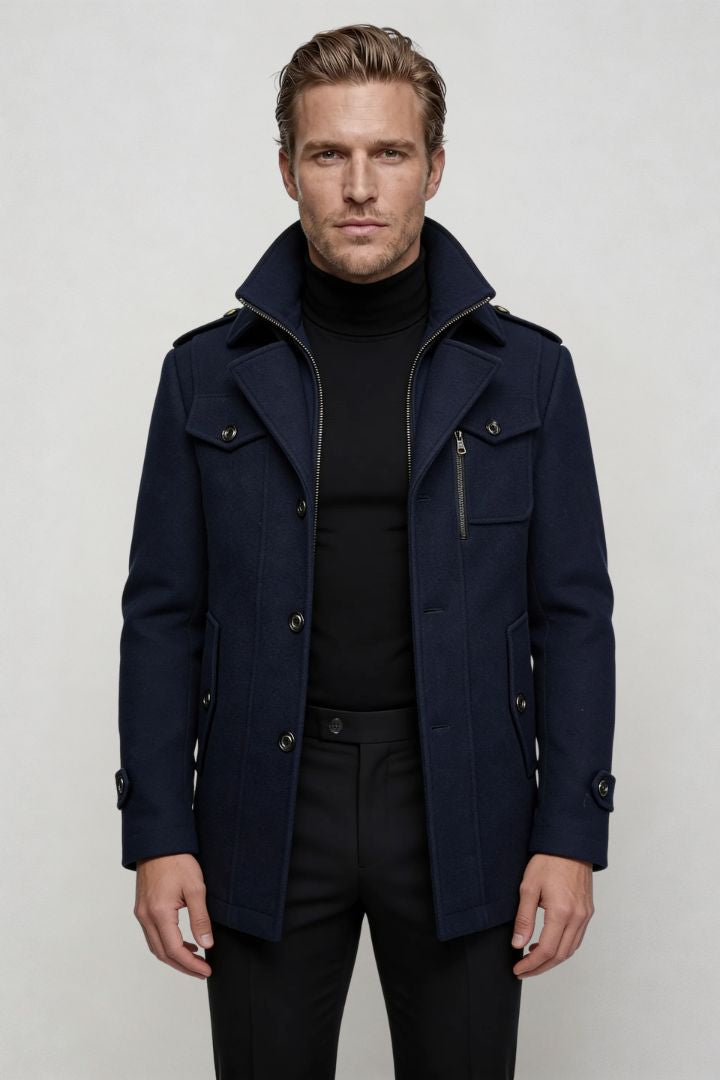 Wellington Overcoat - Navy