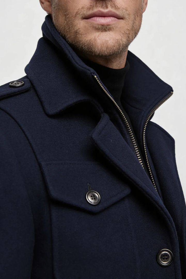 Wellington Overcoat - Navy