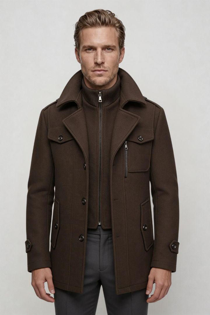 Wellington Overcoat - Dark Brown