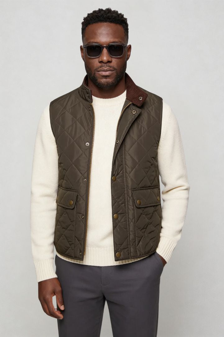 Rosaro Quilted Vest - Army Green