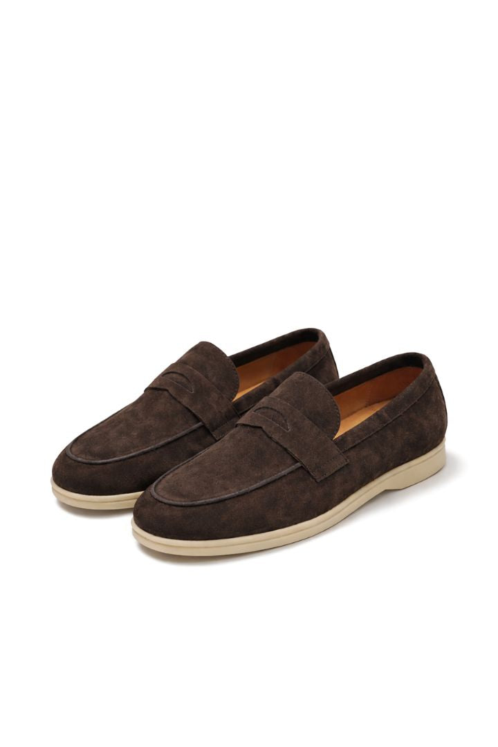 Valerio Refined Suede Penny Loafers - Brown
